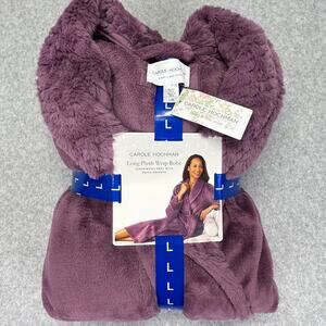 Carole Hochman Robe Womens LARGE Purple Berry Fleece Long Plush Pockets NEW